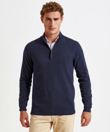 Asquith & Fox Men's cotton blend ¼ Zip Sweater Asquith & Fox Men's cotton blend ¼ Zip Sweater